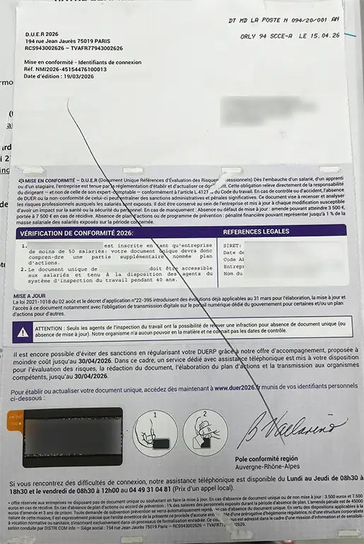 courrier envoyé à nos adhérents soyez vigilants
